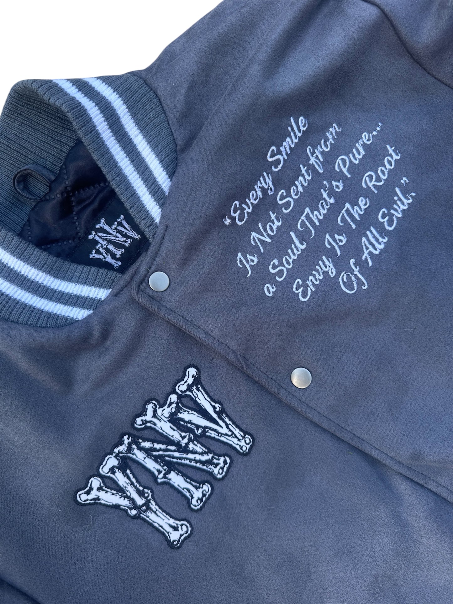 LIGHTWEIGHT SUEDE VARSITY JACKET